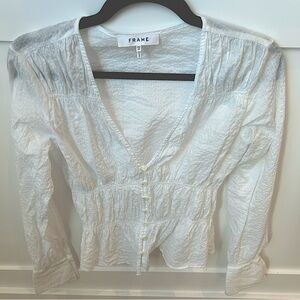 FRAME feminine white button down blouse xs